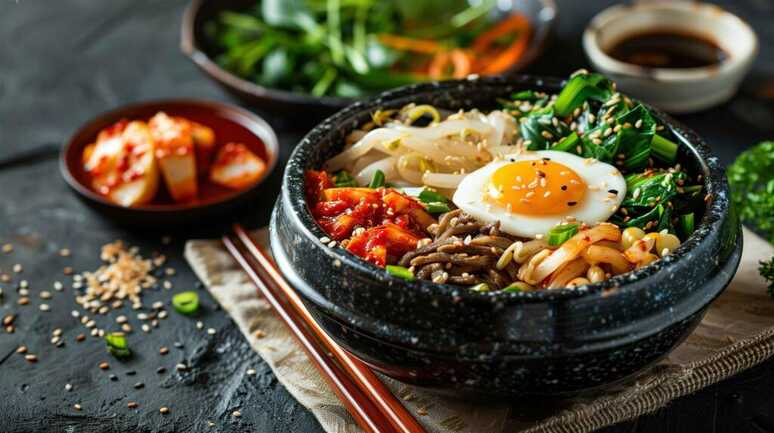 delicious-bibimbap-served-hot-stone-bowl-with-side-dishes