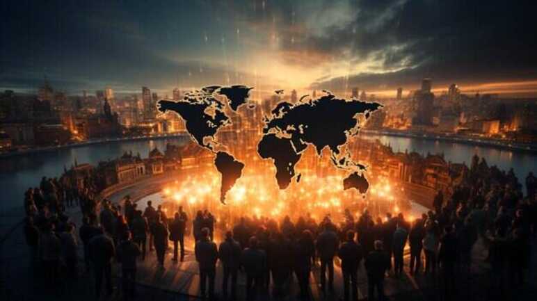 crowd-people-are-arranged-around-map-world_145644-96722